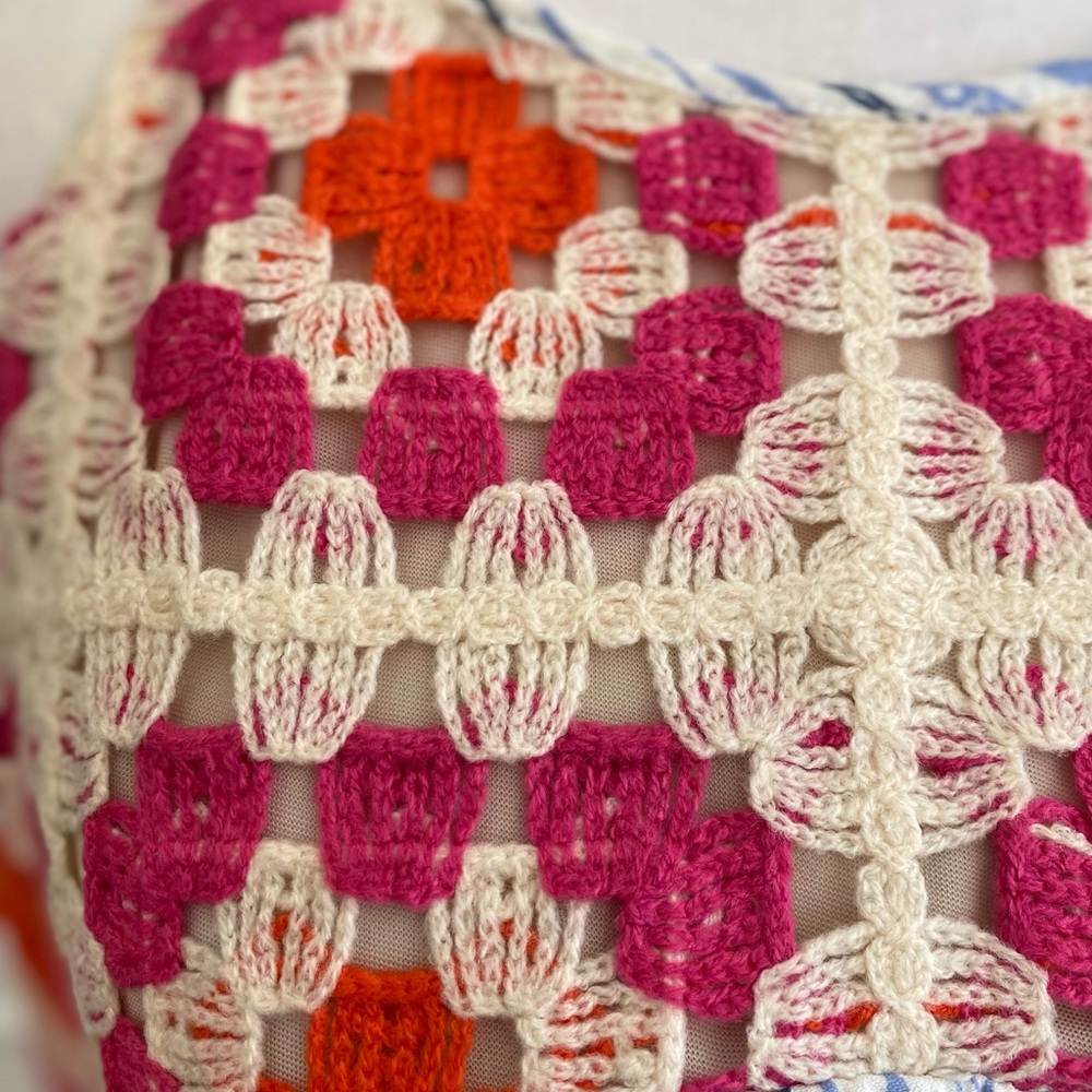 THML Bohemian Boho Crochet Granny Square tank Top with Tassels sz extra small - Picture 5 of 13